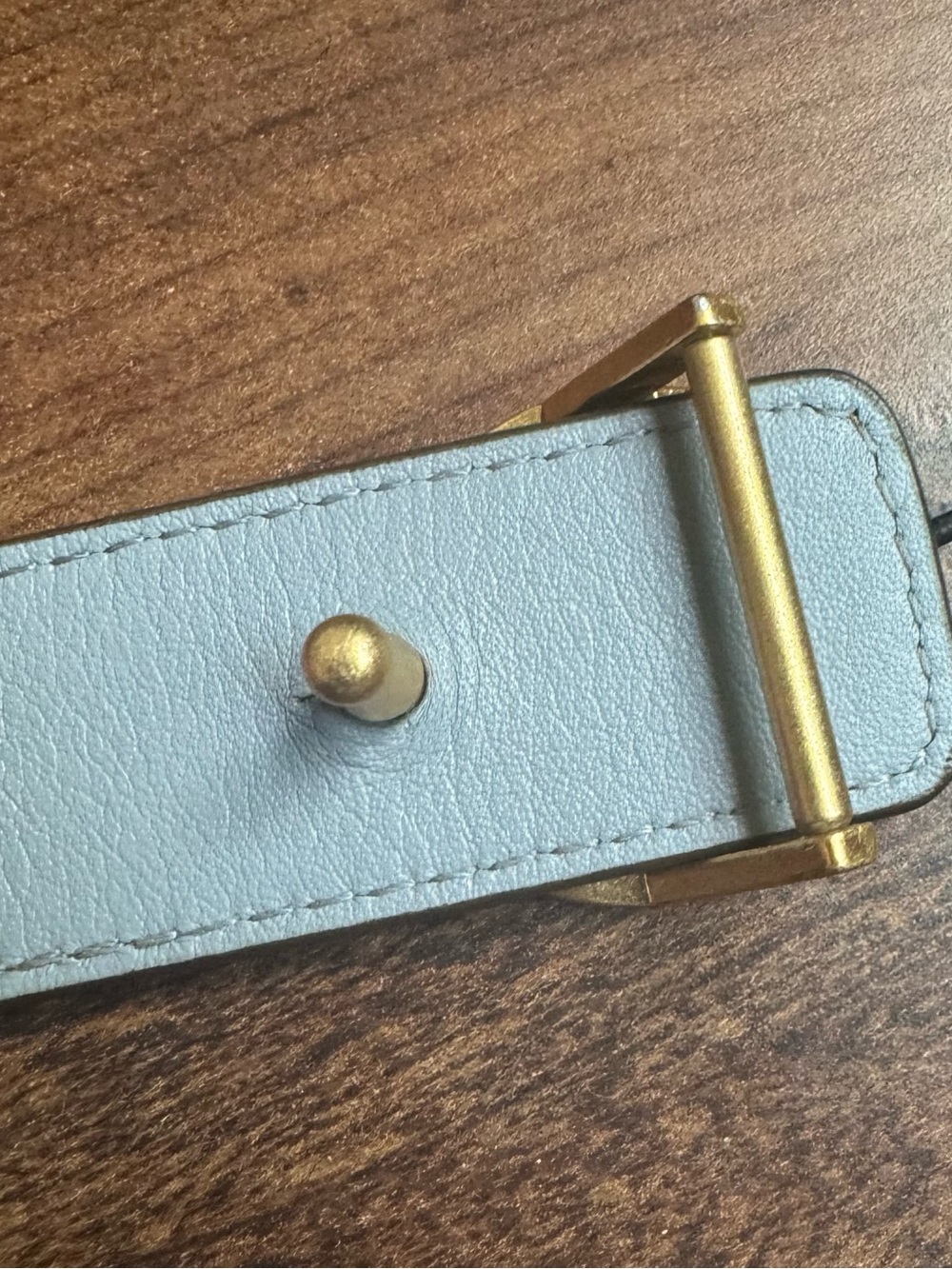 Tory Burch 1’ Miller Double T Logo Reversible Tan Gray Leather Belt, size M 41’ - Picture 3 of 8